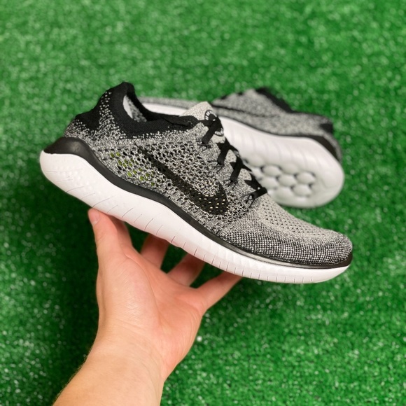 Nike Free Rn Flyknit 2018 Black White Mens Running Shoes 942838-101 NEW Size 8